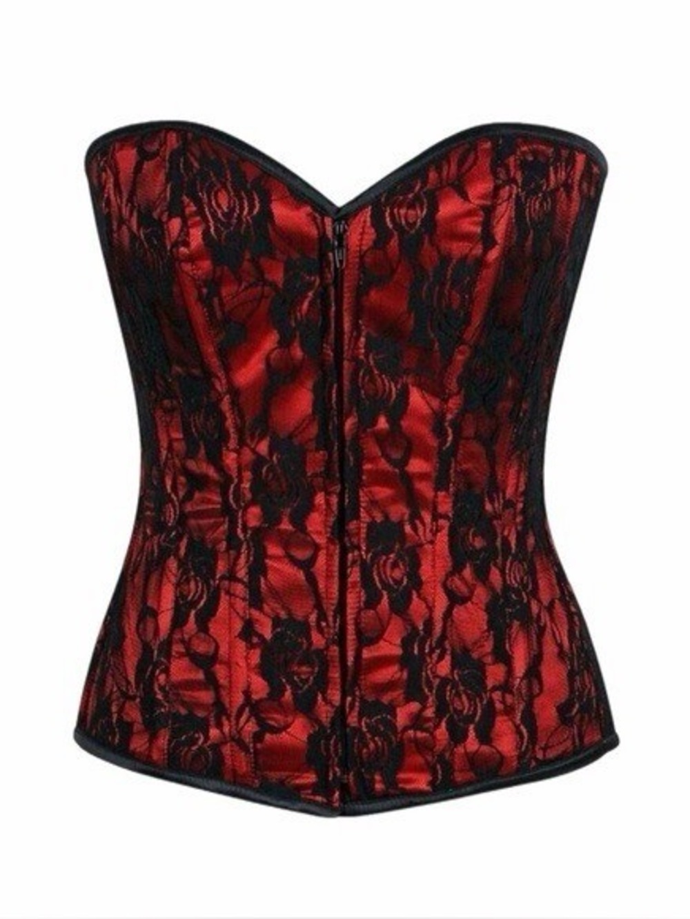 NWT Daisy Corsets Lavish Red & Black Lace Front Zipper Corset